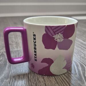 Starbucks Ceramic Floral Mug 12 oz Pink Purple Gray White NWT